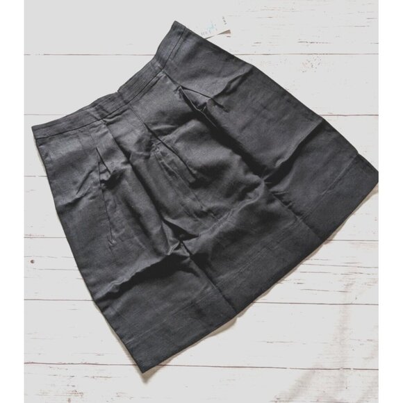 NWT Linen Blend Ricki's Women Skirt Black Pleats Back Zipper Above Knee Size 2 - Picture 3 of 8